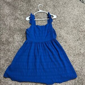 SHEIN Blue Ribbed Sleeveless Mini Sundress
